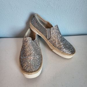 Jack Rogers Tucker silver glitter slip on shoes